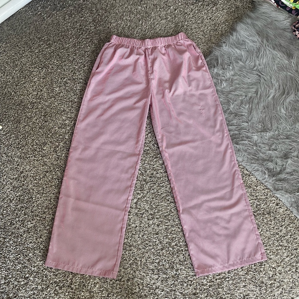 Striped Red & White Wide Leg Pants